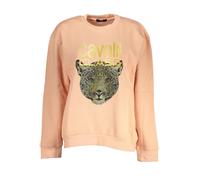 Cavalli Class Luxus Sweatshirt Pfirsich Leopardenkopf - Größe: L
