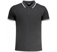 Cavalli Class Polo-Shirt in Schwarz mit weißem Kragen und toned Logo XL