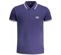 Cavalli Class Polo-Shirt mit Kontrastkragen in Weiß und Logo in Navy Blau M