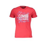 Cavalli Class Rot Kurzarmshirt Logo Rundhals T-Shirt - Größe: L