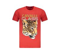 Cavalli Class Rotes Baumwoll-T-Shirt für Herren XL