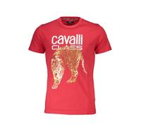 Cavalli Class Rotes Kurzarm TShirt mit Rundhals und Logo Dru - Größe: L