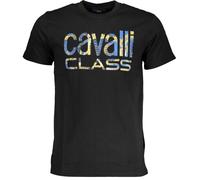 Cavalli Class Schlangenhaut Bold Logo Schwarzes T-Shirt L