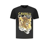 Cavalli Class Schwarzes Baumwoll T-Shirt für Herren XL