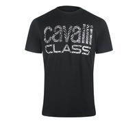 Cavalli Class - Schwarzes T-shirt Mit Auffälligem Zebra-print XL
