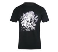 Cavalli Class - Schwarzes T-shirt Mit Tiger-blumenlogo M
