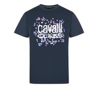 Cavalli Class Skalen Design Logo Marineblau T-Shirt L