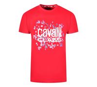 Cavalli Class Skalen Design Logo Rotes T-Shirt 2XL