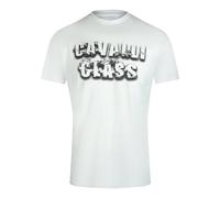 Cavalli Class - T-shirt In Gebrochenem Weiß Mit Auffälligem Logo In Rauchoptik M