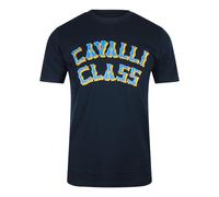 Cavalli Class - T-shirt In Marineblau Mit Mehrlagigem Logo L