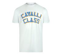 Cavalli Class - T-shirt In Off-white Mit Mehrlagigem Logo XL