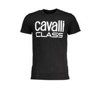 Cavalli Class Bold Weißes Logo Schwarzes T-Shirt 2XL