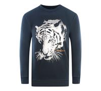 Cavalli Class Tiger-Silhouette-Logo Sweatshirt in Marineblau 3XL