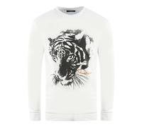 Cavalli Class Tiger Silhouette Logo Weißes Sweatshirt XL
