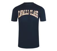 Cavalli Class Varsity Logo Marineblaues T-shirt L