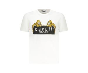 Cavalli Class Weißes Baumwoll-Herren-T-Shirt XL