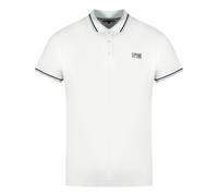Cavalli Class Zwillings-Tipp-Kragen Graues Logo Weißes Poloshirt 2XL