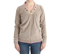 Cavalli Pull Zipup en velours beige pour femme S