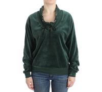 Cavalli Women's Pull en coton velours vert M