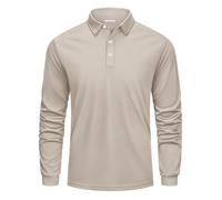 Cavva Herren Poloshirt Langarm Polyester Sport Shirt Quick Dry Funktionsshirt Laufshirt Langarm Tennis Arbeit Shirts Khaki S