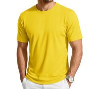 Cavva T-Shirts für Herren Sommer Kurzarm Gelbes Tshirt Herren UPF80+ Funktionshirt Atmungsaktiv Activewear Gelb L