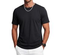 Cavva Tshirt Herren Kurzarm Lässig Sommer UV Shirts Bambus Slim Fit Baumwolle Atmungsaktiv Basic Rundhals Oberteile 2XL