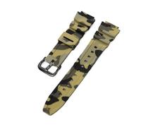 CAWEUER 18 mm, kompatibel mit Casio W-218H AE1200/1000W/1300 W-800H 216H 735H, weiches Gummi-Armband, Silikon, Sport, schweißfest, Uhrenarmband(Camouflage Yellow,Black Buckle)