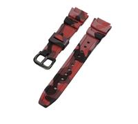 CAWEUER 18 mm, kompatibel mit Casio W-218H AE1200/1000W/1300 W-800H 216H 735H, weiches Gummi-Armband, Silikon, Sport, schweißfest, Uhrenarmband(Camouflage Red,Silver Buckle)