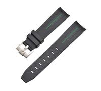 CAWEUER 20 mm 21 22, lückenloses Uhrenarmband aus Gummi mit gebogenem Ende, kompatibel Rolex Submariner Daytona Omega S-Watch, Silikonarmband, schwarzes Armband(Black-green,21mm)