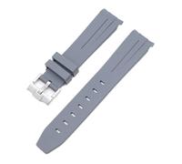 CAWEUER 20 mm 21 22, lückenloses Uhrenarmband aus Gummi mit gebogenem Ende, kompatibel Rolex Submariner Daytona Omega S-Watch, Silikonarmband, schwarzes Armband(Grey,21mm)