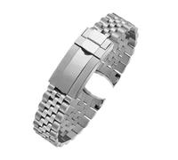 CAWEUER 20 mm breites, wasserdichtes Uhrenarmband aus Edelstahl mit einstellbarer Länge, geeignet for verschiedene DIY-Uhrenzubehörteile(Bright silver-5,21mm)