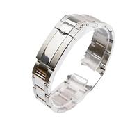 CAWEUER 20 mm breites, wasserdichtes Uhrenarmband aus Edelstahl mit einstellbarer Länge, geeignet for verschiedene DIY-Uhrenzubehörteile(Bright silver-3,21mm)