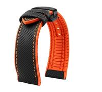 CAWEUER 20mm 21mm 22mm Canvas Nylon kompatibel mit Uhren Gummiarmband Armband Herren kompatibel mit Tissot Citizen Mido Uhrenzubehör(Black orange-B,20mm)