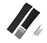CAWEUER 22 mm 23 mm Armband mit gebogenem Ende, kompatibel mit Mido M005430A M005614A, wasserdichtes Gummiarmband for Citizen Blue Angel-Silikonarmband(Black silver buckle,23mm)