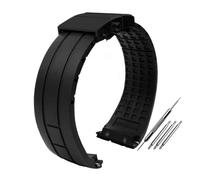 CAWEUER 22 mm 23 mm Armband mit gebogenem Ende, kompatibel mit Mido M005430A M005614A, wasserdichtes Gummiarmband for Citizen Blue Angel-Silikonarmband(Black black buckle,22mm)