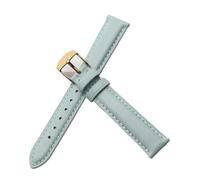 CAWEUER Damen-Lederarmband, kompatibel mit Casio Retro Small Square Watch LTP-1391 1094q, Studenten-Uhrenarmband(Light Blue-Golden-K1,22mm)