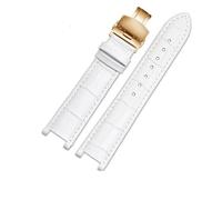 CAWEUER Echtleder-Armband kompatibel mit MK Table Notch Uhrenarmband Michael Kors Mike Coles Damen-Uhrenarmband Mk2277 2425 Uhrenarmband(White-gold-B1)