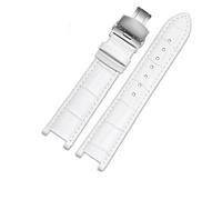 CAWEUER Echtleder-Armband kompatibel mit MK Table Notch Uhrenarmband Michael Kors Mike Coles Damen-Uhrenarmband Mk2277 2425 Uhrenarmband(White-steel-B1)