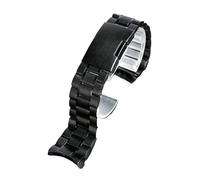 CAWEUER Edelstahlarmband mit gebogenem Ende, kompatibel Casio EFV-540, EFS-S510, EFR-303L/303D, MTP-1375/1374, Metallarmband, 20 mm, 22(Black-A,20mm-width)