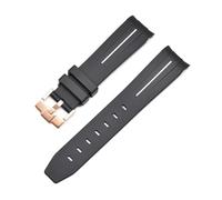 CAWEUER Endgummi-Silikon-Uhrenarmband, kompatibel mit Rolex, Omega-Armband, Ersatzarmband, Armbanduhrenzubehör, 20 mm, 22, 21(Black white-rose B,21mm)
