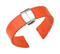 CAWEUER Fluorkautschuk-Uhrenarmband, 18 mm, 20, 22, 21, Schnellverschluss, Schmetterlingsverschluss, FKM-Uhrenarmband, kompatibel mit IWC, Rolex, auf Maß zuschneidbar(Orange,21mm)