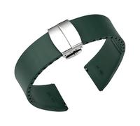 CAWEUER Fluorkautschuk-Uhrenarmband, 18 mm, 20, 22, 21, Schnellverschluss, Schmetterlingsverschluss, FKM-Uhrenarmband, kompatibel mit IWC, Rolex, auf Maß zuschneidbar(Dark green,22mm)
