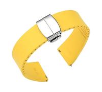 CAWEUER Fluorkautschuk-Uhrenarmband, 18 mm, 20, 22, 21, Schnellverschluss, Schmetterlingsverschluss, FKM-Uhrenarmband, kompatibel mit IWC, Rolex, auf Maß zuschneidbar(Yellow,21mm)