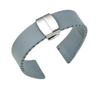 CAWEUER Fluorkautschuk-Uhrenarmband, 18 mm, 20, 22, 21, Schnellverschluss, Schmetterlingsverschluss, FKM-Uhrenarmband, kompatibel mit IWC, Rolex, auf Maß zuschneidbar(Grey,19mm)