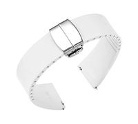CAWEUER Fluorkautschuk-Uhrenarmband, 18 mm, 20, 22, 21, Schnellverschluss, Schmetterlingsverschluss, FKM-Uhrenarmband, kompatibel mit IWC, Rolex, auf Maß zuschneidbar(White,21mm)