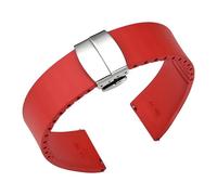 CAWEUER Fluorkautschuk-Uhrenarmband, 18 mm, 20, 22, 21, Schnellverschluss, Schmetterlingsverschluss, FKM-Uhrenarmband, kompatibel mit IWC, Rolex, auf Maß zuschneidbar(Red,18mm)