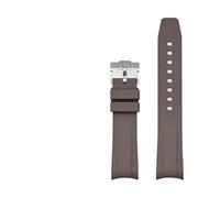 CAWEUER Fluorkautschukarmband, kompatibel mit der Tudor Black Bay-Serie, spezielles 20-mm-FKM-Uhrenarmband mit gebogenem Ende, Herren-Sport-Taucharmband-Zubehör(Dark brown)