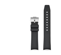 CAWEUER Fluorkautschukarmband, kompatibel mit der Tudor Black Bay-Serie, spezielles 20-mm-FKM-Uhrenarmband mit gebogenem Ende, Herren-Sport-Taucharmband-Zubehör(Black)