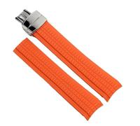 CAWEUER Gummi-Armband Aquanaut, kompatibel mit Patek Philippe Silikon 5164A 5167A 5168A, 21 mm, Faltschließe, Armband(Orange silver)