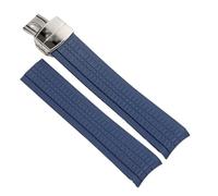 CAWEUER Gummi-Armband Aquanaut, kompatibel mit Patek Philippe Silikon 5164A 5167A 5168A, 21 mm, Faltschließe, Armband(Blue silver)